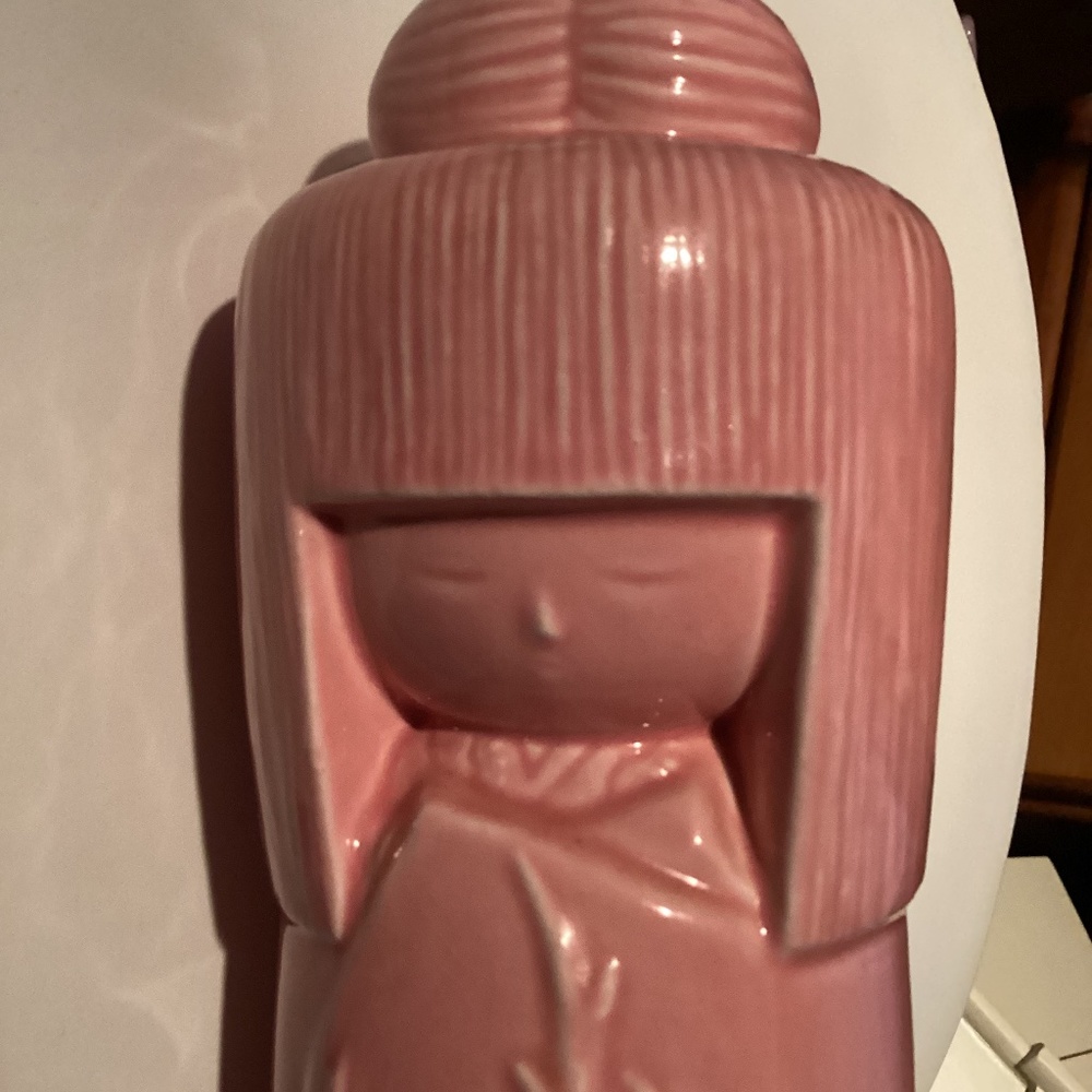 Pink Ceramic Buddha Girl Sake Decanter Vase Statue